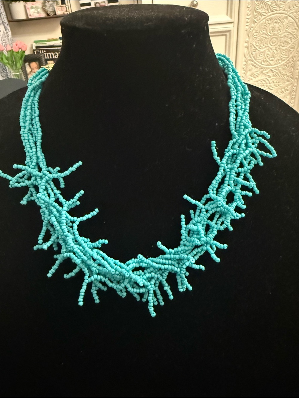 Turquoise Beaded Statement Necklace - Women Jewelry